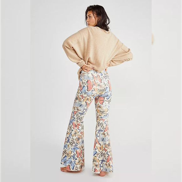 We The Free - Free People Just Float On Printed Flare Jeans - Bright Combo - 27 - Picture 3 of 11